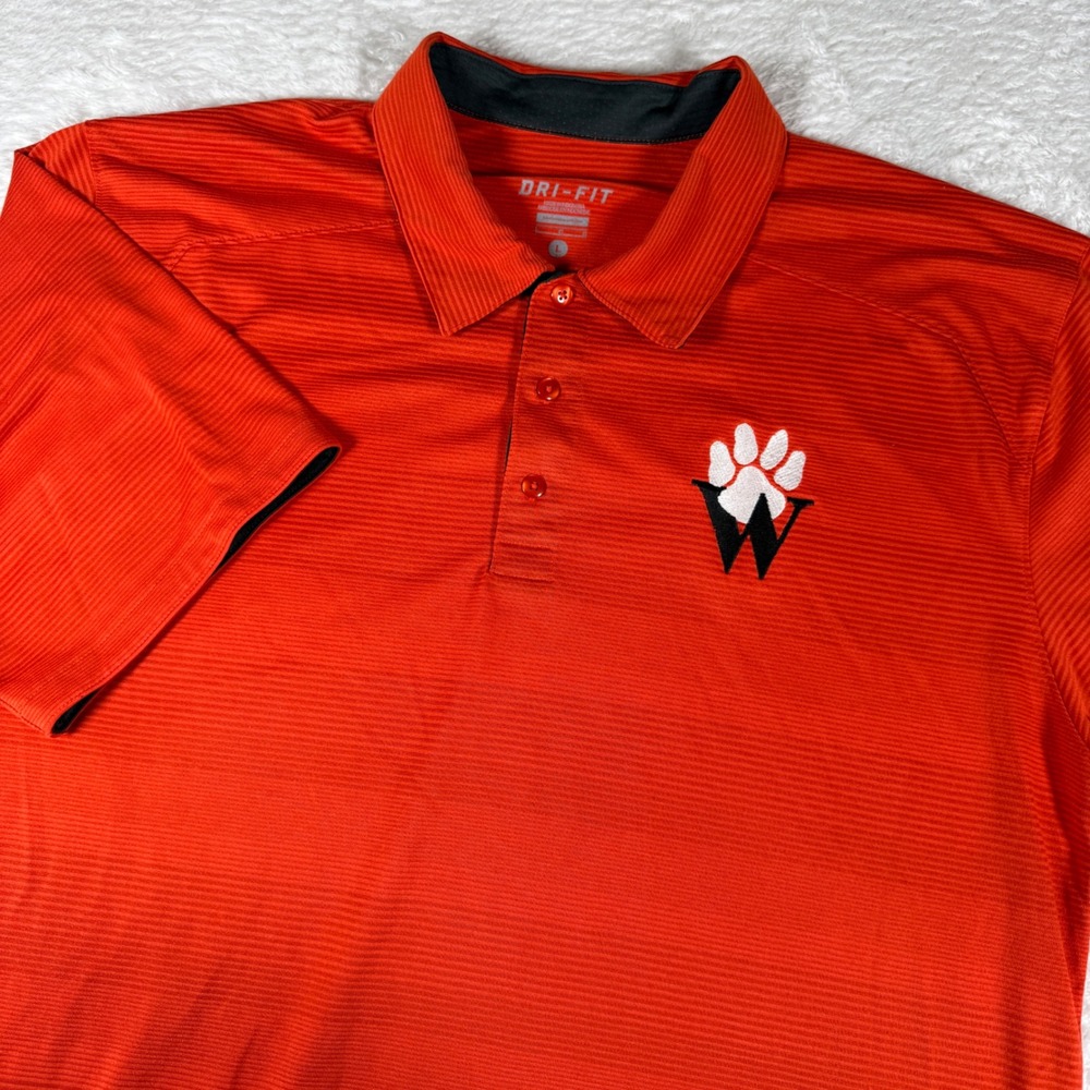 Clemson TigersNike Dri-FIT Polo Team W Mens L Orange s/s Striped 535685-819